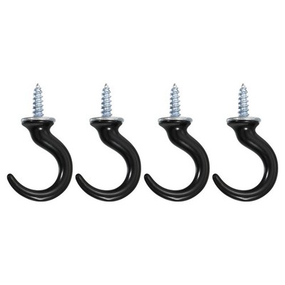 1.9'' x 1.1'' Ceiling Hook, 4pcs Screw-on Ceiling Orchid Hook, Black
