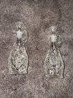 Pair Anchor Hocking Oil/Vinegar Cruets w/ Stoppers Pressed Glass Star Of David