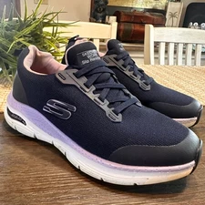 Skechers Leslie Work Arch Fit Slip Resistant Navy Blue Sneakers Womens Size 6.5