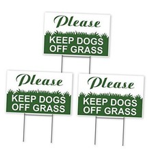 6 x 9 Inch 3-Pack Please Keep Off Grass Sign with Stake - Plastic Coroplast