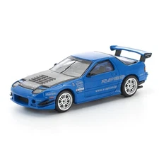 Pop Race 1:64 Mazda RX7 FC3S RE-Amemiya Blue with Carbon Top Model Car PR640290