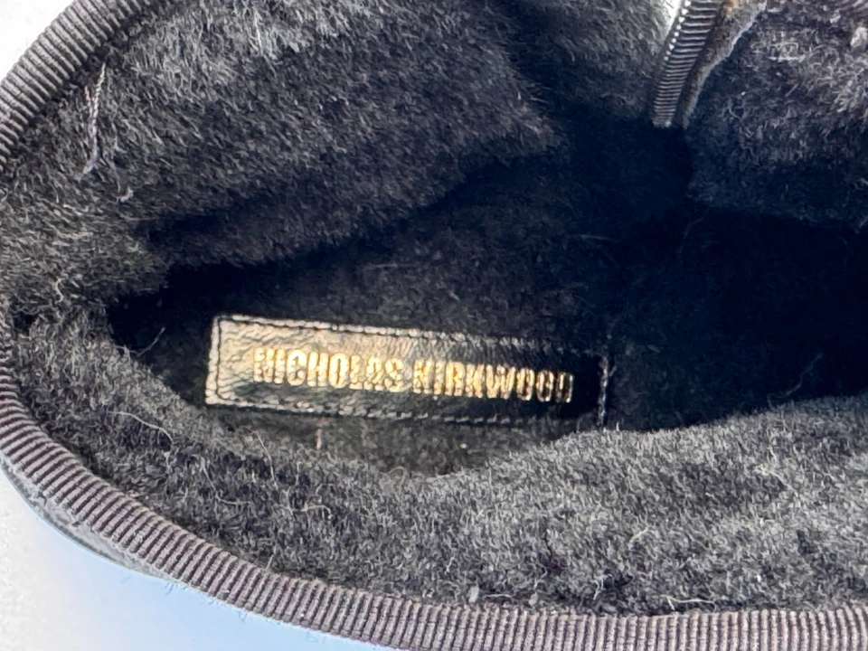 Botas Nicholas Kirkwood $1350 Gamuza Negra Casati Perla Piel de Oveja Talla 38.5 EE. UU. 8 Foto 4 de 4