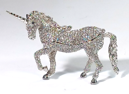 Z Gallerie New Unicorn Bejeweled Jewel Encrusted Trinket Box Swarovski Crystals - Picture 2 of 7
