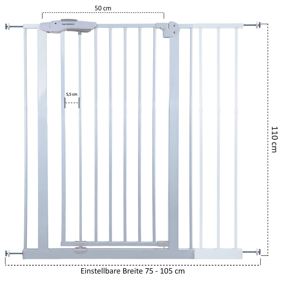 Absperrgitter Treppenschutzgitter weiß für 95-105cm Durchgang 110cm Hoch - Bild 3 von 4