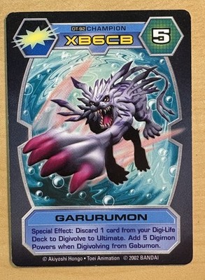 Digimon D-Tector GARURUMON Card 2002 Bandai DT-92 CHAMPION, XB6CB