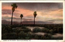 Palm Springs CA Sunset On The Desert 1921 Scenic White Border Postcard