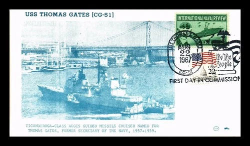 DR JIM STAMPS US COVER USS THOMAS GATES CG-51 FIRST DAY COMMISSION NAVAL CANCEL