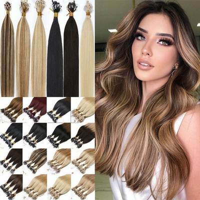 200 Strähnen Microring Loop Remy Echthaar Extensions Haarverlängerung Nano Rings