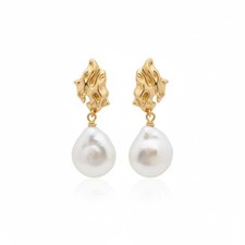 Fluid Designed Baroque Pearl Stud Earrings