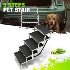 47.3 x23.2in 150lbs Max  Foldable Lightweight Black Dog Ramp 5 Steps Pet Stair