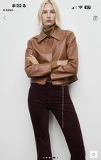 Mango Burgundy Velvet Flared Dress Pants Button Zipper Chain Pockets size 8 NWOT