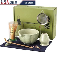 7-Pack Matcha Accessories Set Includes Whisk Bowl Sifter Scoop Tea Towel Holder