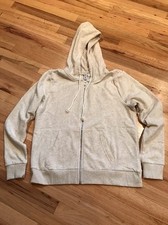 NWOT H M Beige Hooded Zip Front Jacket Size Large