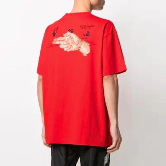 Off-White Red Pascal Hand Gun Logo Oversized T-Shirt | Size XXL SS21 RRP $330 image 2
