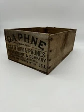 Vintage Daphne Brand California Prunes Wood Box Crate Guggenhime & Company