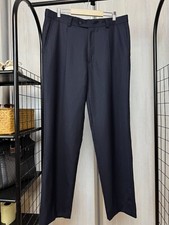 Versace Classic blue wool striped classic casual wide pants