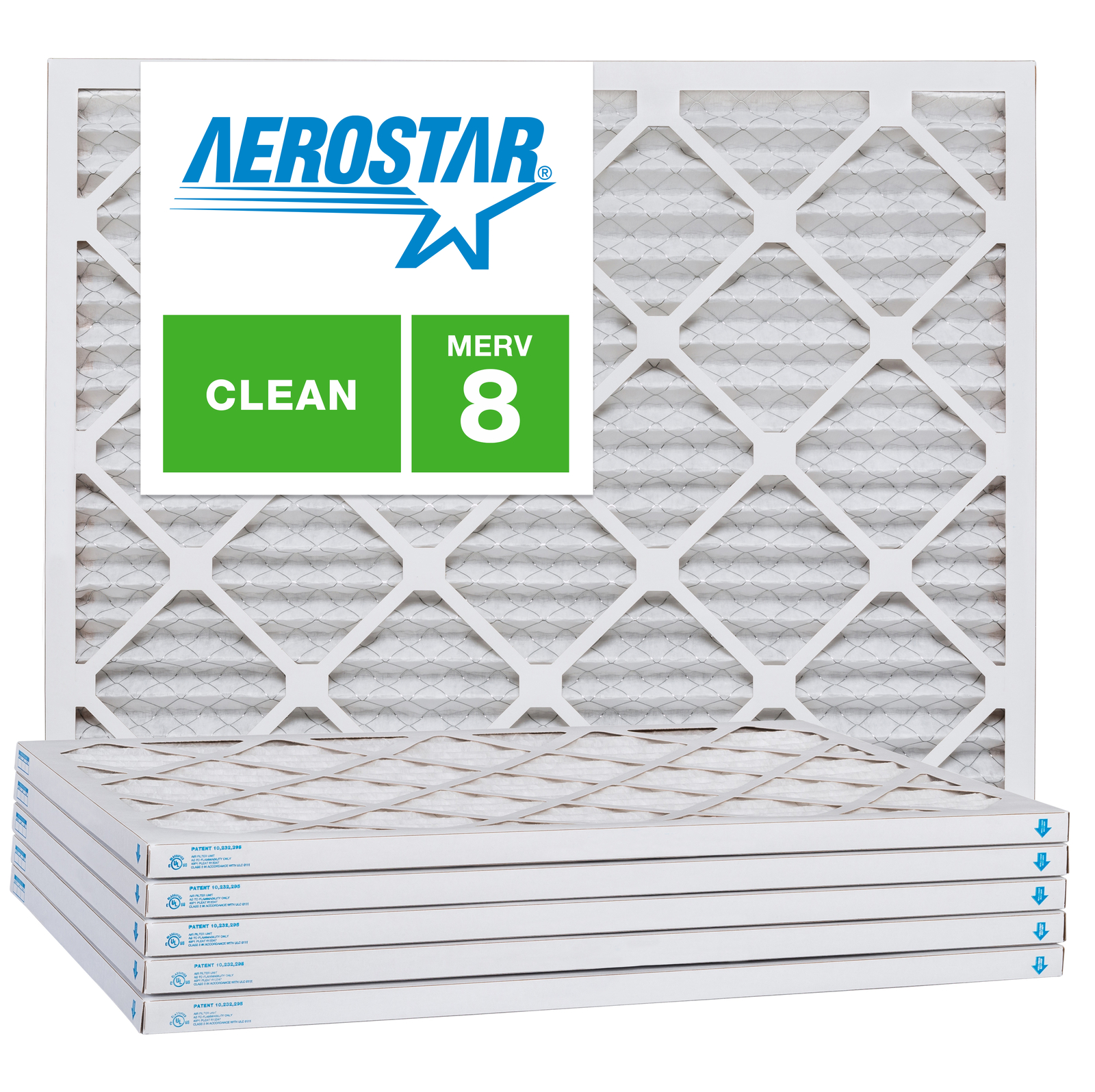 Aerostar 16 x 30 x 1 MERV  8, Pleated Air Filter, 16 x 30 x 1, Box of 6