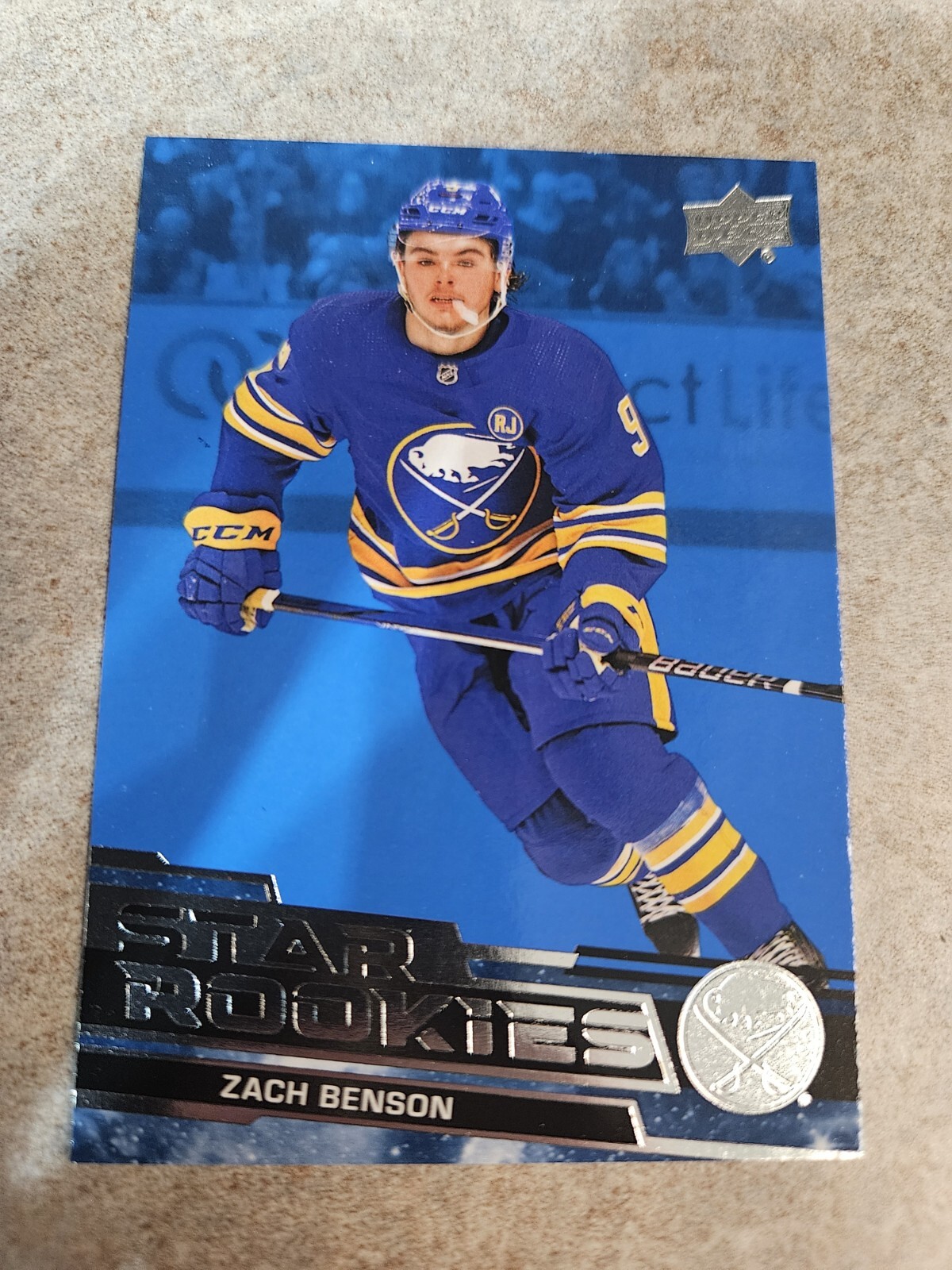 Zach Benson 2023-24 UD Star Rookies Blue Parallel RC Card #25 Buffalo Sabres