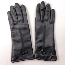 Long Cuff Black Vinyl Dress Gloves Fur Cuff Lining