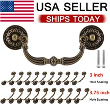 10X Vintage Drop Bail Dresser Wardrobe Drawer Pull Antique Bronze Cabinet Handle