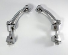 Pair Vintage Style Chrome Fog Light Brackets Lamp Clamp On Bumper Mounting