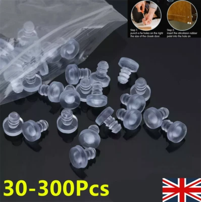 Glass Table Top Bumpers with Stem 30-300X Clear Rubber Grippers Anti Slip UK