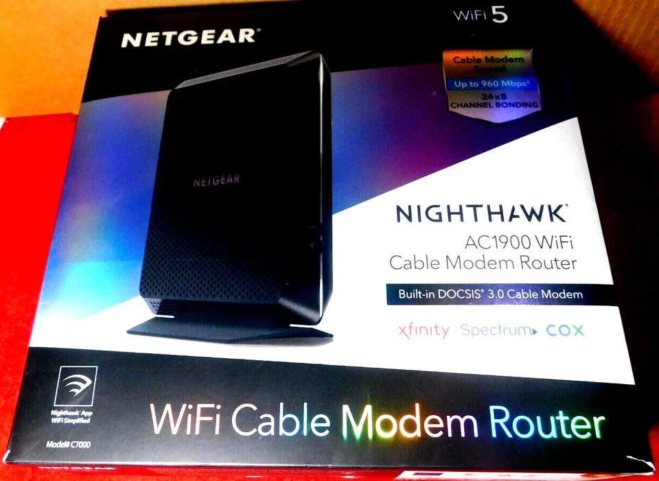 Netgear~Nighthawk Wi-Fi Cable Modem Router Model #C7000 24x8 Channel Bonding - Image 3 of 4