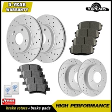 For 2014 - 2021 Kia Soul Front & Rear Drilled Brake Rotors + Ceramic Brake Pads