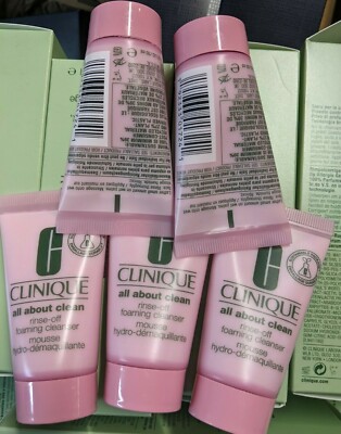 Lot of 5 CLINIQUE All About Clean Rinse-off Foaming Cleanser 1oz/30ml = 5 Oz NEW