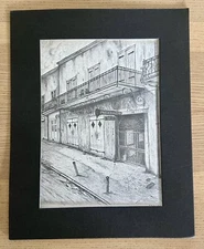 Archie C Boyd St Peters St, New Orleans. Signed Print Matted Vintage 1976 Pencil