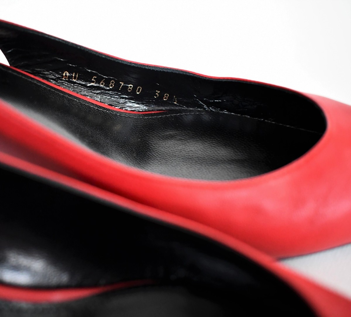 SAINT LAURENT★\"CHARLOTTE 55\" Red Leather SLINGBACK Pumps 🆕️ SAINT LAURENT Paris 
