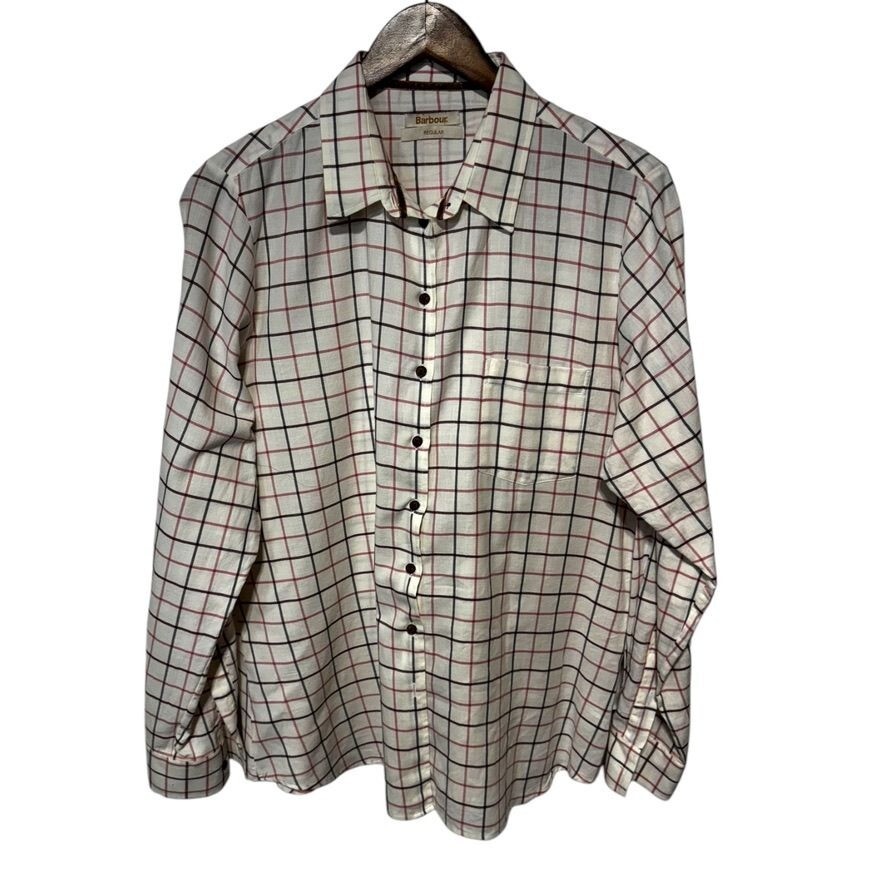 Babour White/Pink Check Shirt Size 14