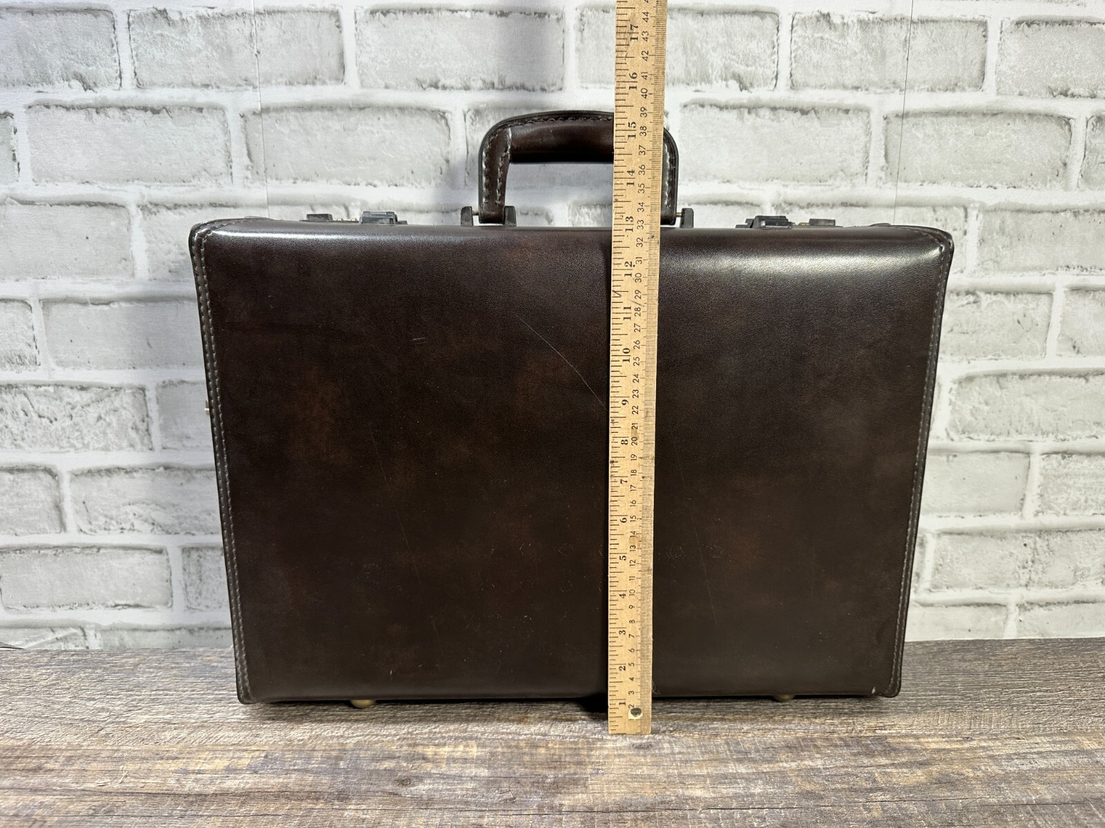 Vintage Airway 18x13x4" Presto Combination Lock Mens Leather Attache