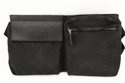 GUCCI [Rank AB] GG Canvas Waist Bag Body Bum Belt Black  display picture 2