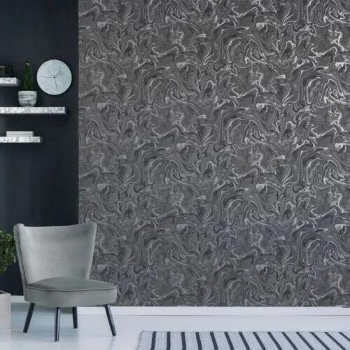 Fine Decor Distinctive Marble Charcoal/Grey Metallic Wallpaper FD43057 - Picture 2 of 2
