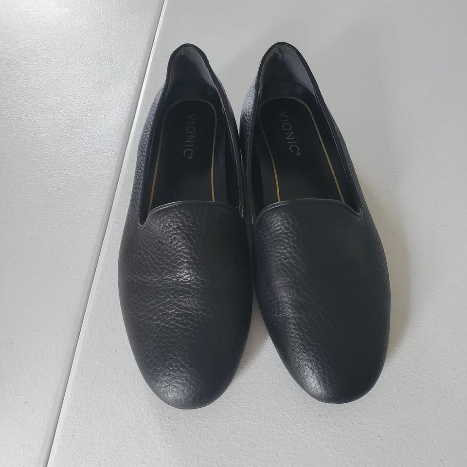 Zapatos Vionic para mujer talla 7,5 negros Willa II mocasines de cuero sin cordones cómodos Foto 3 de 4