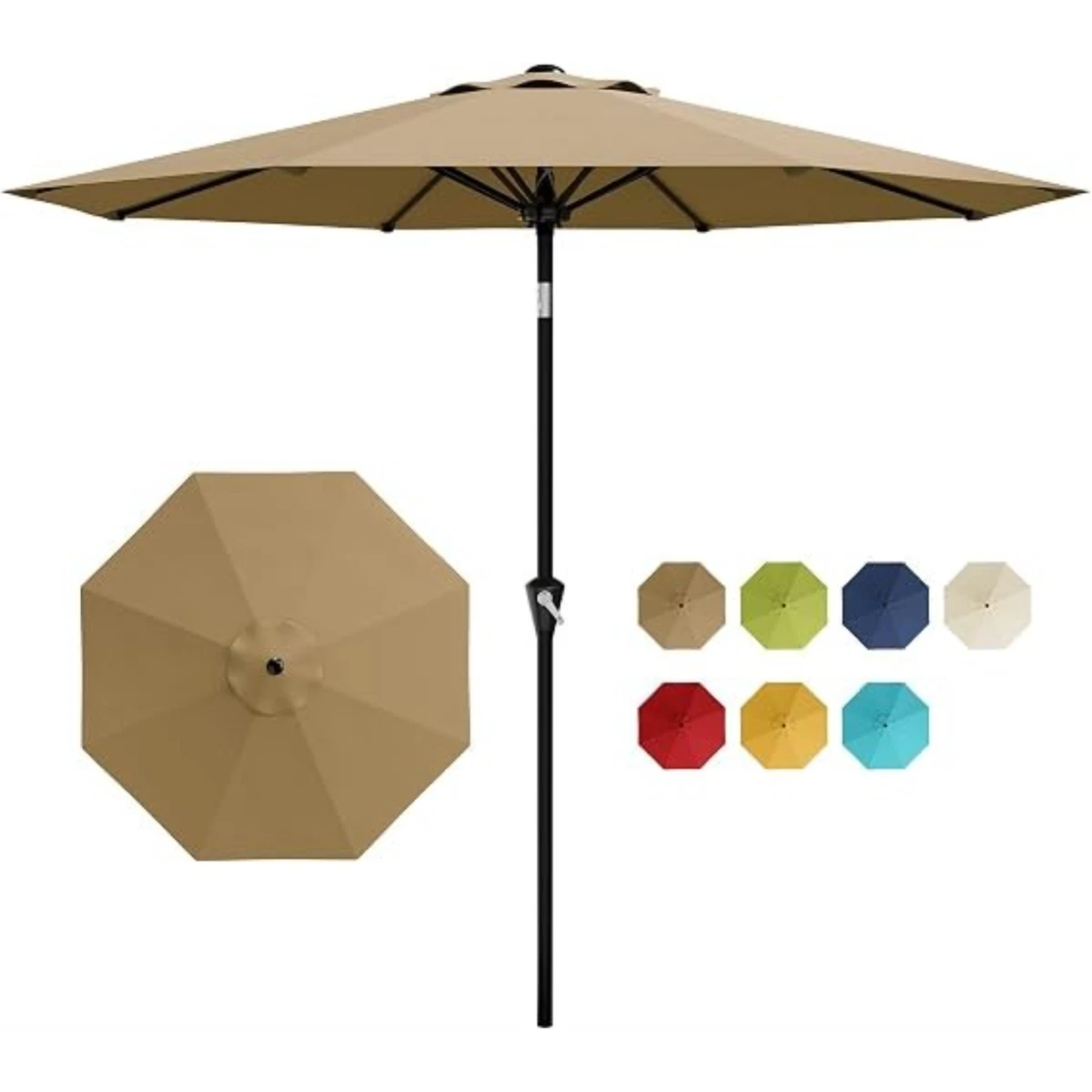 best rated 10 patio umbrella Choice Products 10ft Outdoor Umbrella, Outdoor Table Umbrella, Yard Umbrella, Market with 6 Sturdy Ribs, Push Button, Tilt and Crank spec:4