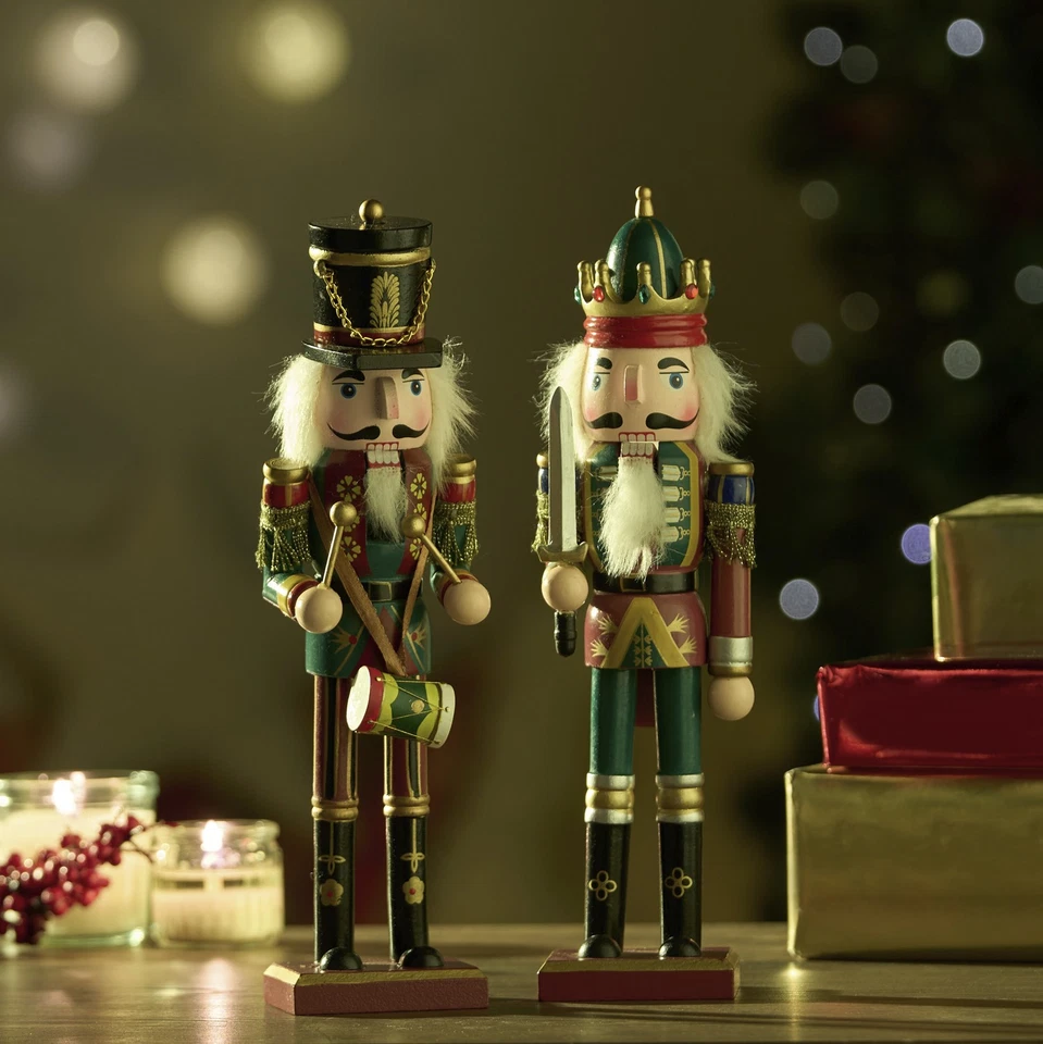 2 Pack Christmas Nutcracker Wooden Nut Cracker Traditional Xmas Festive Decor - Image 2 of 4