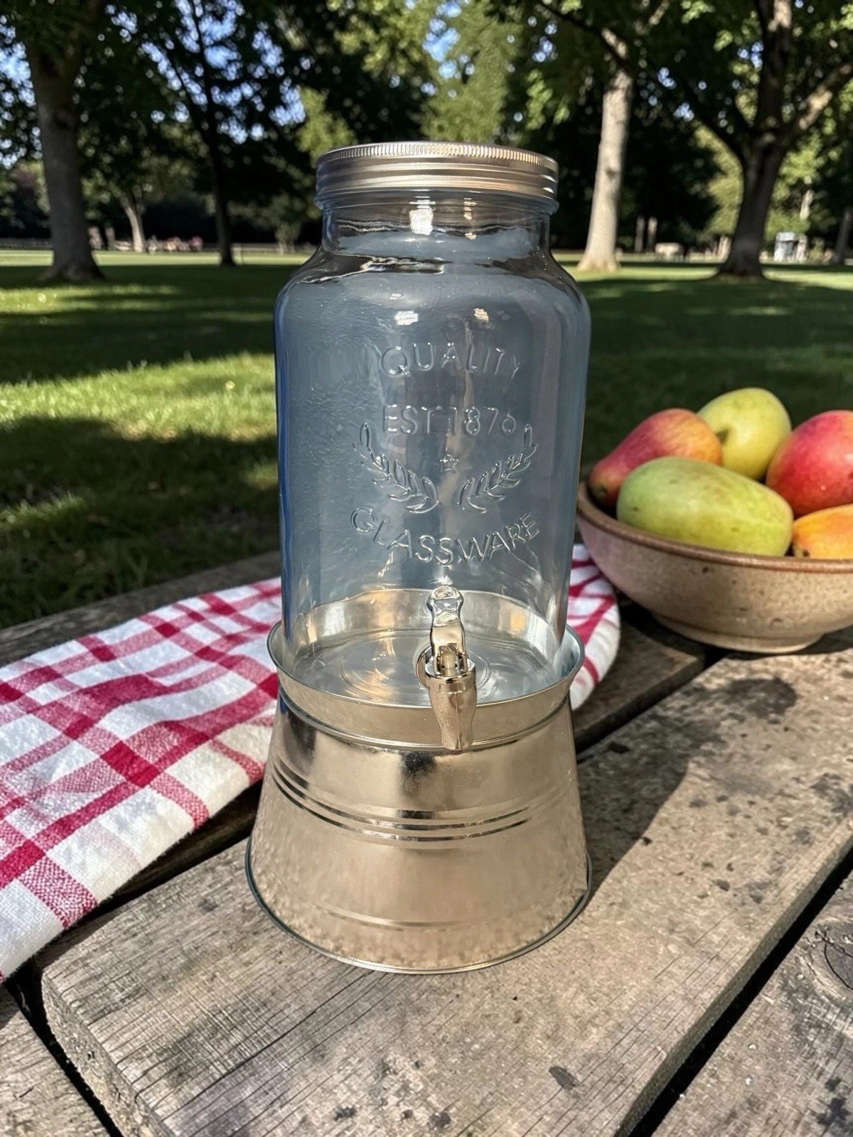 Mason Jar Drink Dispenser w/ Spigot Farmhouse Rustic Dispenser New in Box