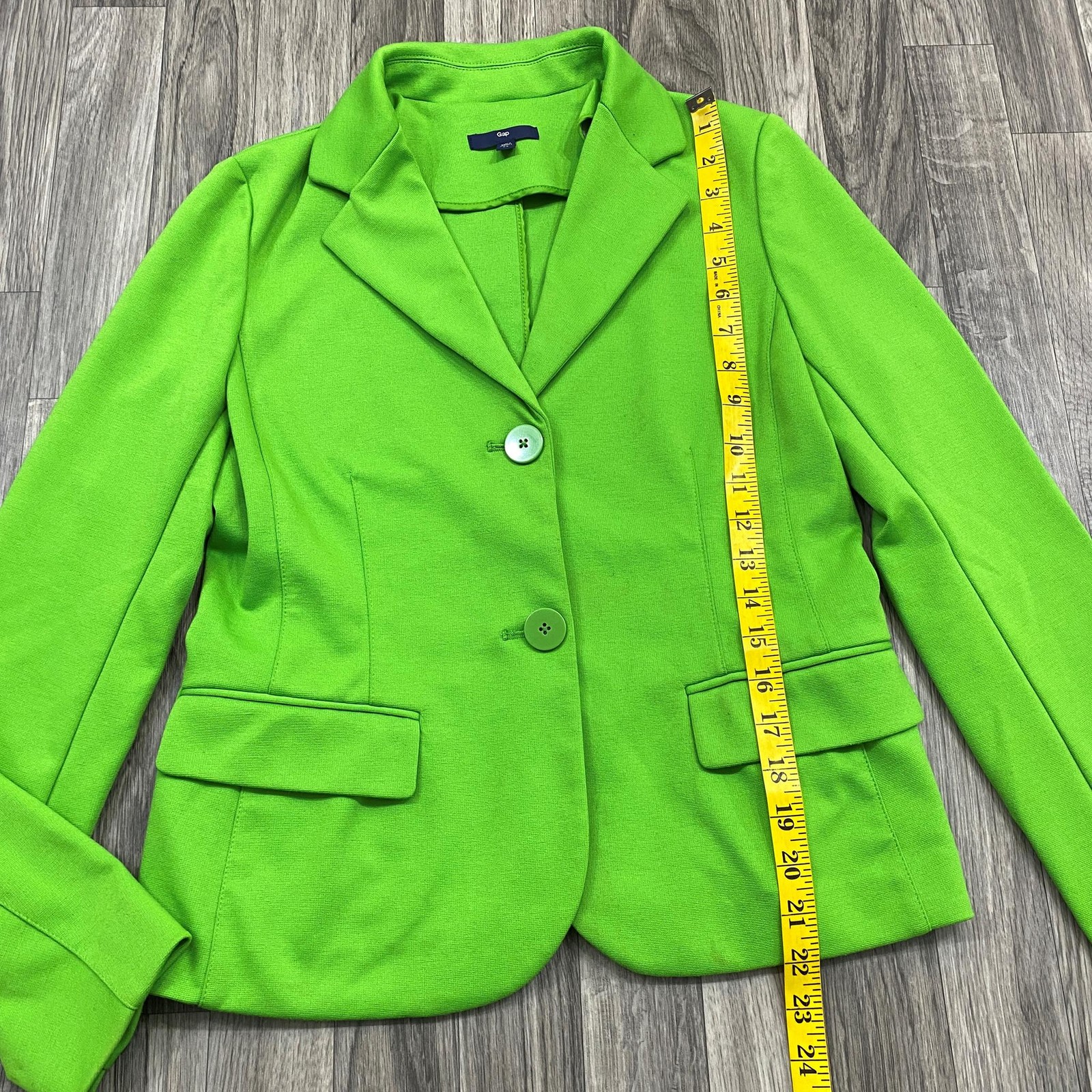 GAP Two Button Pockets Stretch Collar Green Knit … - image 9