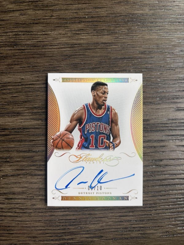 2014 FLAWLESS GOLD PISTONS DENNIS RODMAN ON CARD AUTO RARE SSP /10 HOF