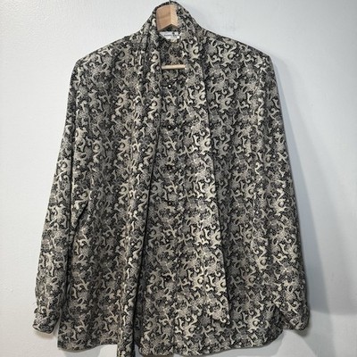 Pierre Balmain Blouse Button Down Scarf Tie Neck Women's Romantic Victorian