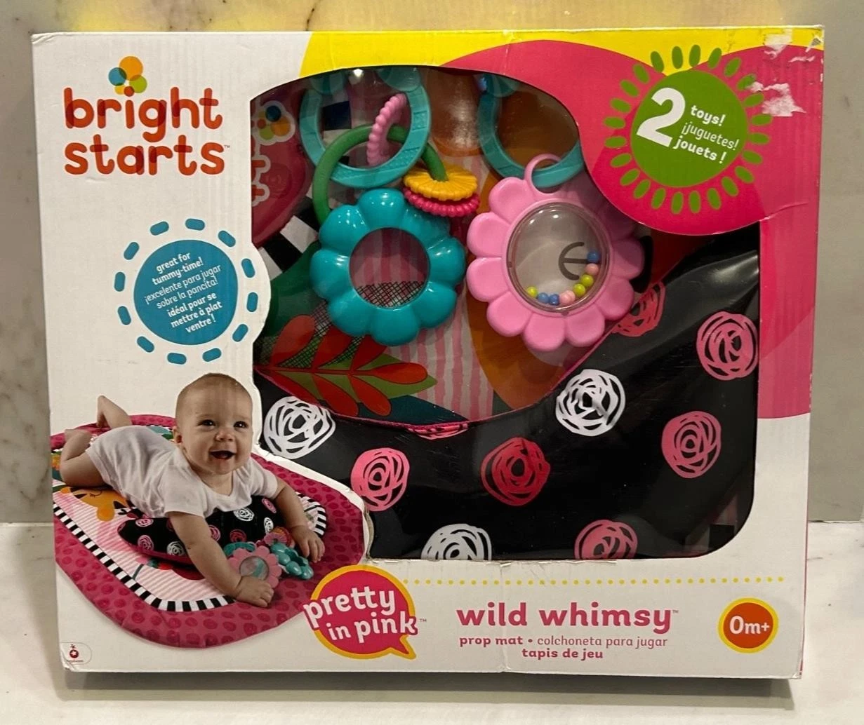 Bright Starts Wild Whimsy Pretty In Pink Prop Mat Infant Baby Play Mat