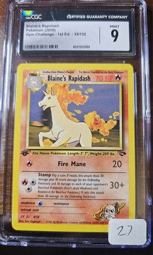 Blaine's Rapidash (1st Edition) graded CGC 9 for sale on eBay