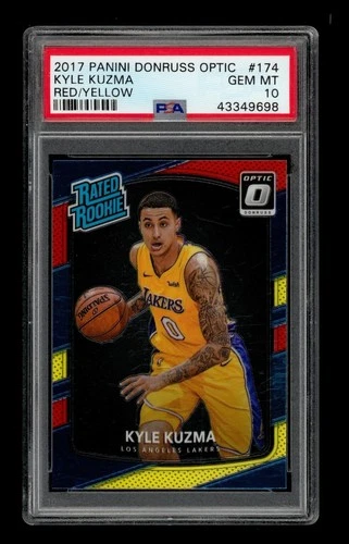 2017-18 Panini Donruss Optic: #174 Kyle Kuzma Red, Yellow PSA 10 GEM MINT