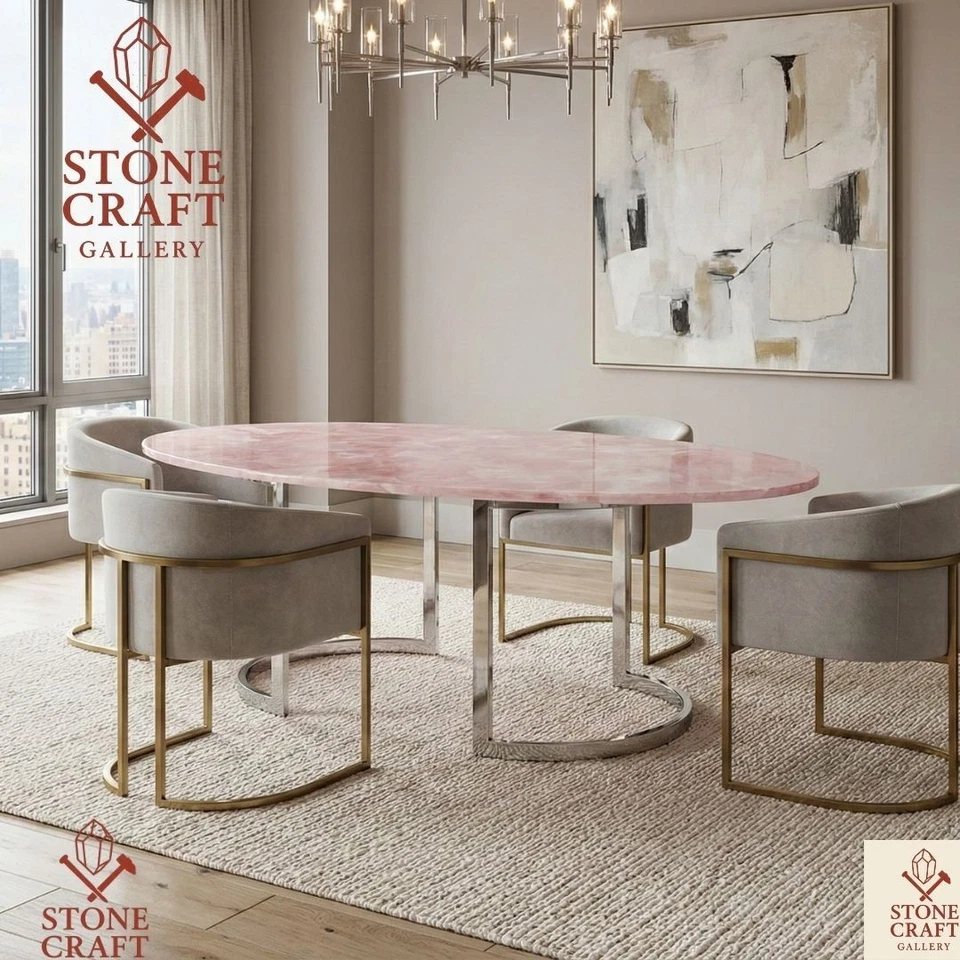 60" X 30" Rosenquarz Tischplatte/ Pinker Quarz Bürotisch/ Küchenarbeitsplatte - Bild 1 von 4
