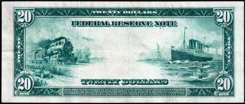 USPC FR#975 $20 1914 FRN LARGE BLUE SEAL PCGS GRADED CHOICE VF 35 - Image 4 of 4