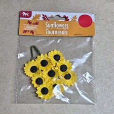 Seasonal Collection Sunflowers Paper Embellishments 9pc Yellow/Black/Green