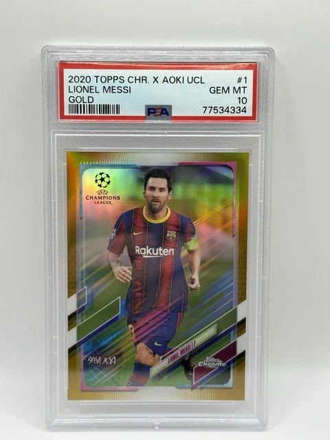 Topps Chrome X Steve Aoki Champions League Neon Future Lionel Messi /50 PSA 10