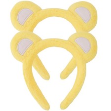 Yellow Bear Ears Headband Fluffy Cute Animal Hair Band For Women Girls 2 PCS
